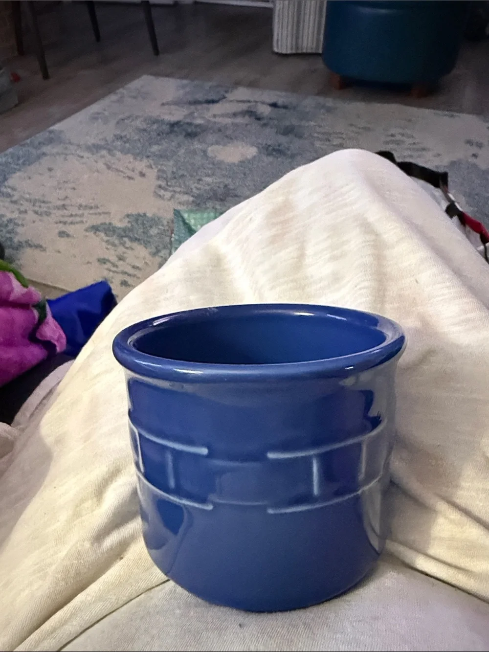 Longaberger small Blue Ceramic Crock Utensil Holder